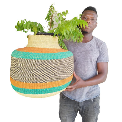 AFRICAN BASKET, Large Woven Basket,Bolga Basket, Flower Pot, Handmade Home Decor, Unique Home Decor, Home Decor Modern Living Room