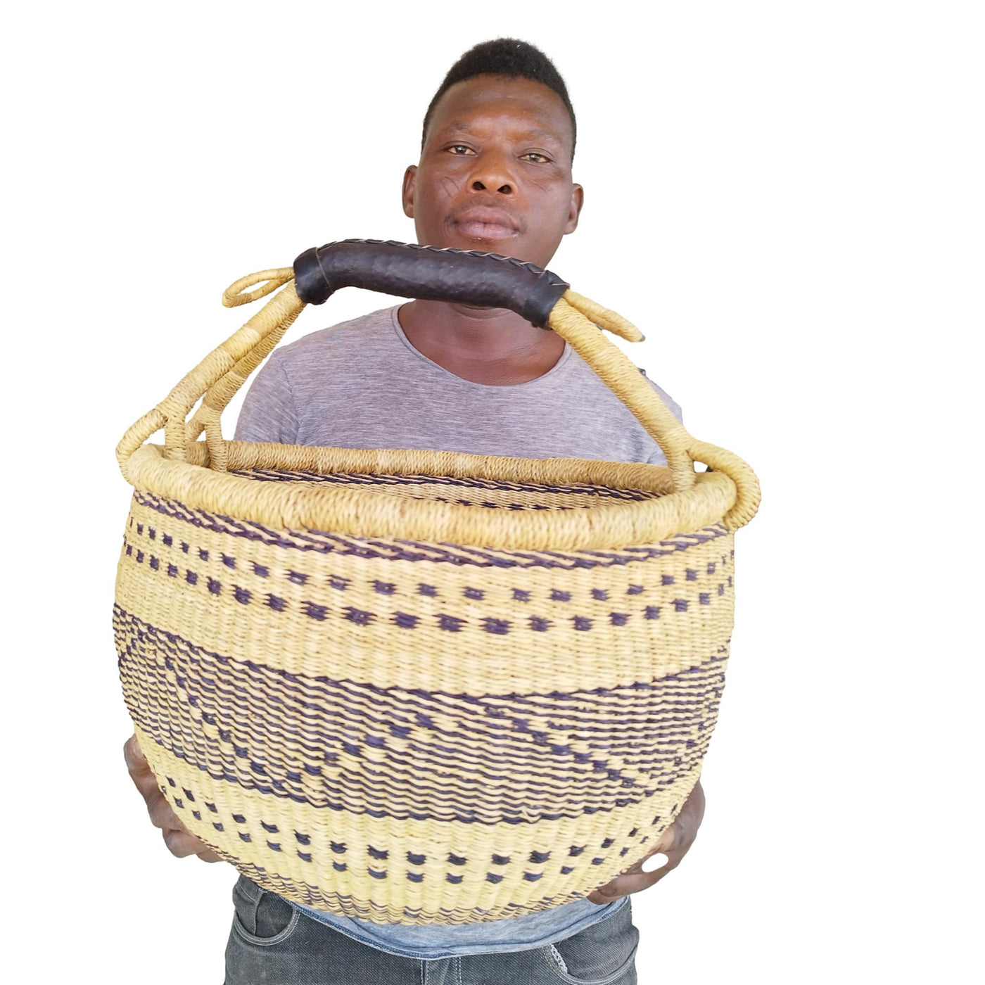 AFRICAN WOVEN BASKET, Market Basket, Storage Basket, Personalized Basket, Basket With Handle, Farmers Market, Large Basket , Wicker Basket