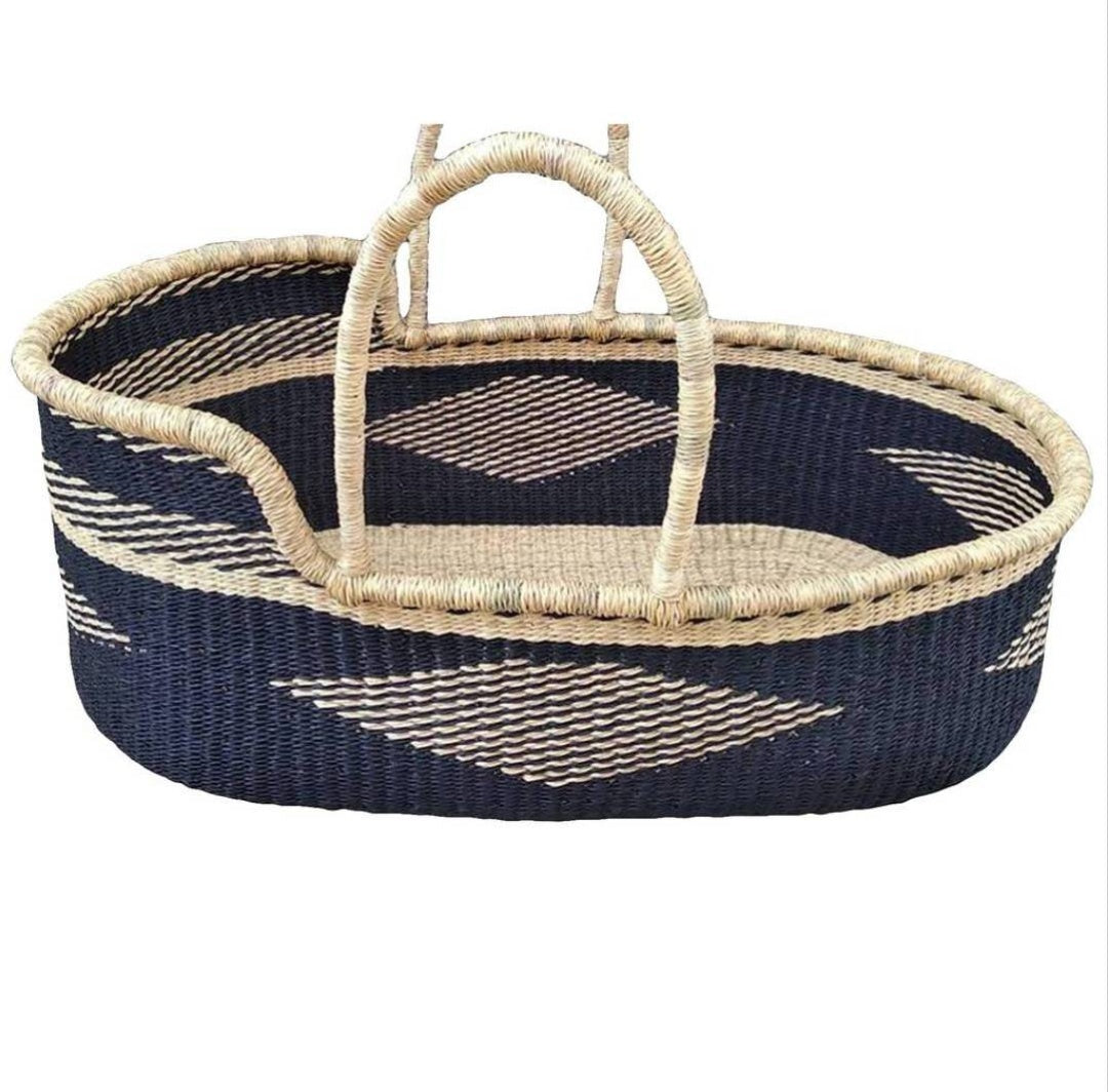 Moses basket | Baby bassinet| Baby nest | Baby Moses basket | Infant Lounger | Nursery decor | Bolga basket | Moses Bassinet | Bassinet - AfricanheritageGH