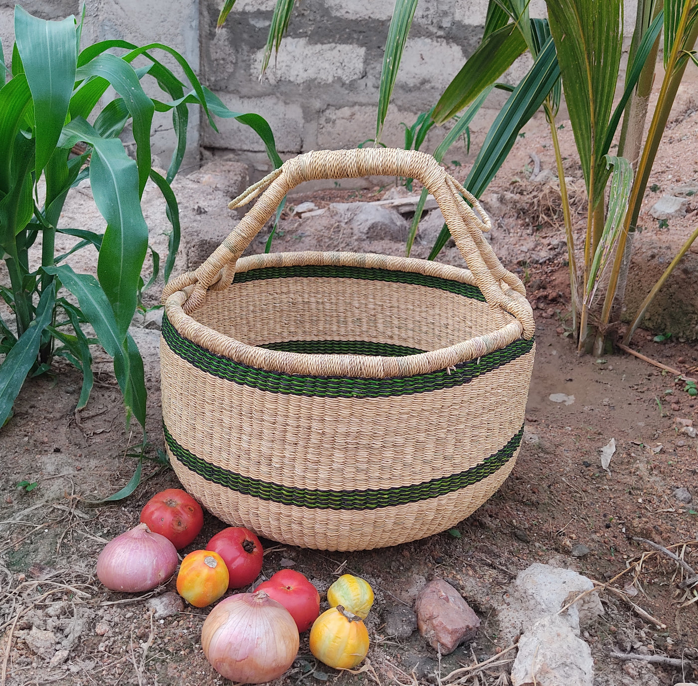 Bolga Market Basket| African basket | Straw bag | Woven basket | Gift basket | African market basket| handmade basket| Market Basket|