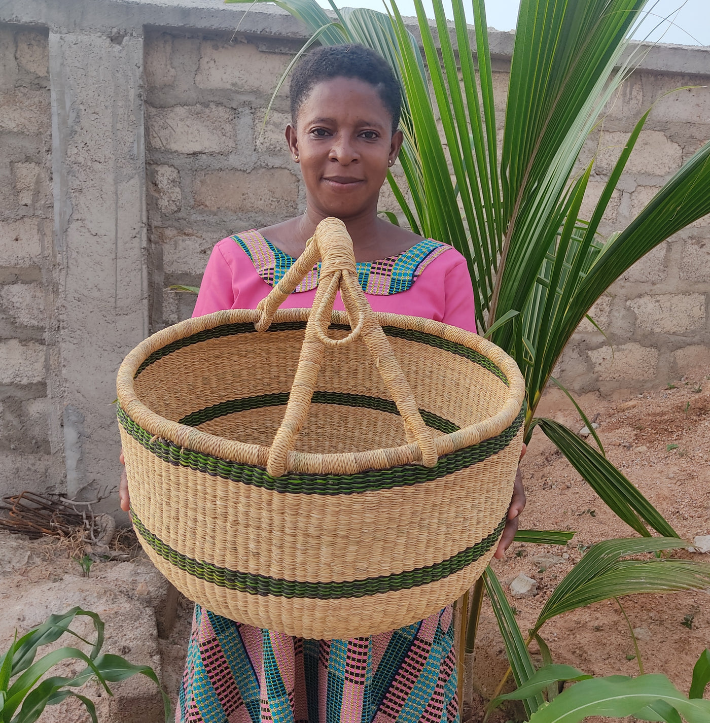 Bolga Market Basket| African basket | Straw bag | Woven basket | Gift basket | African market basket| handmade basket| Market Basket|
