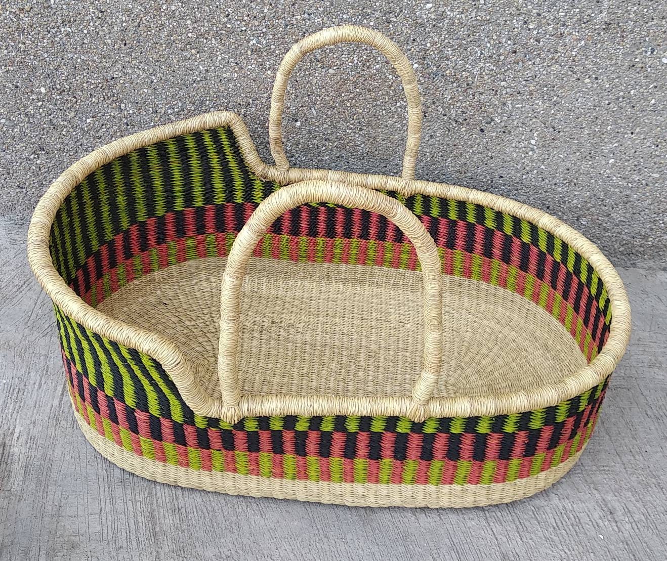 Bassinet | Baby bassinet | Nursery bed | Nursery bedding | Moses basket | African basket | African moses basket | Baby basket | Bolga basket - AfricanheritageGH