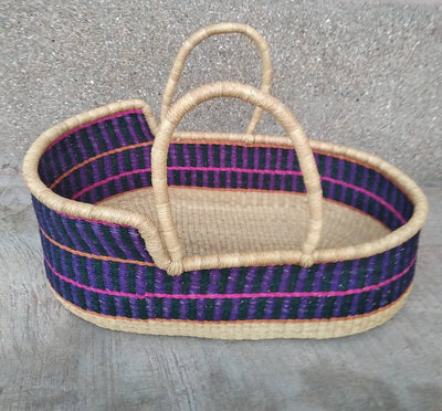 Baby bedding | Co sleeper | Baby nest | African basket | Wicker basket | Moses basket with leather handle | Mothers day gift | baby mobile - AfricanheritageGH