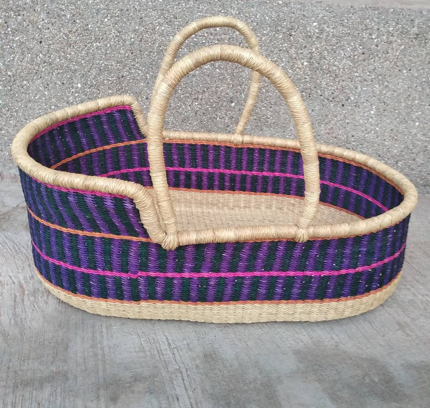 Baby bedding | Co sleeper | Baby nest | African basket | Wicker basket | Moses basket with leather handle | Mothers day gift | baby mobile - AfricanheritageGH