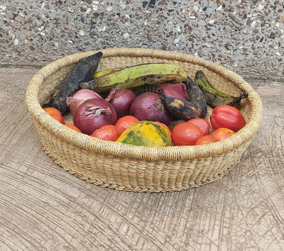 Fruit basket | Fruit bowl | Tray basket | Tray decor | Tray for table | African handmade serving tray | Kitchen tray | Wall Basket - AfricanheritageGH