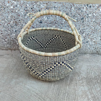 Personalized Flower girl Basket | Large Bolga market basket | Fruit Basket | African Basket - AfricanheritageGH
