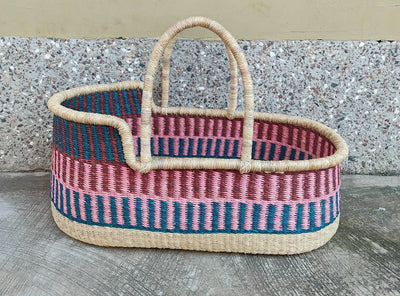 Moses Basket | Woven Baby Basket | Newborn Gift Basket | Baby Gift Basket | Baby Moses Basket | Baby Shower Gift Basket - AfricanheritageGH