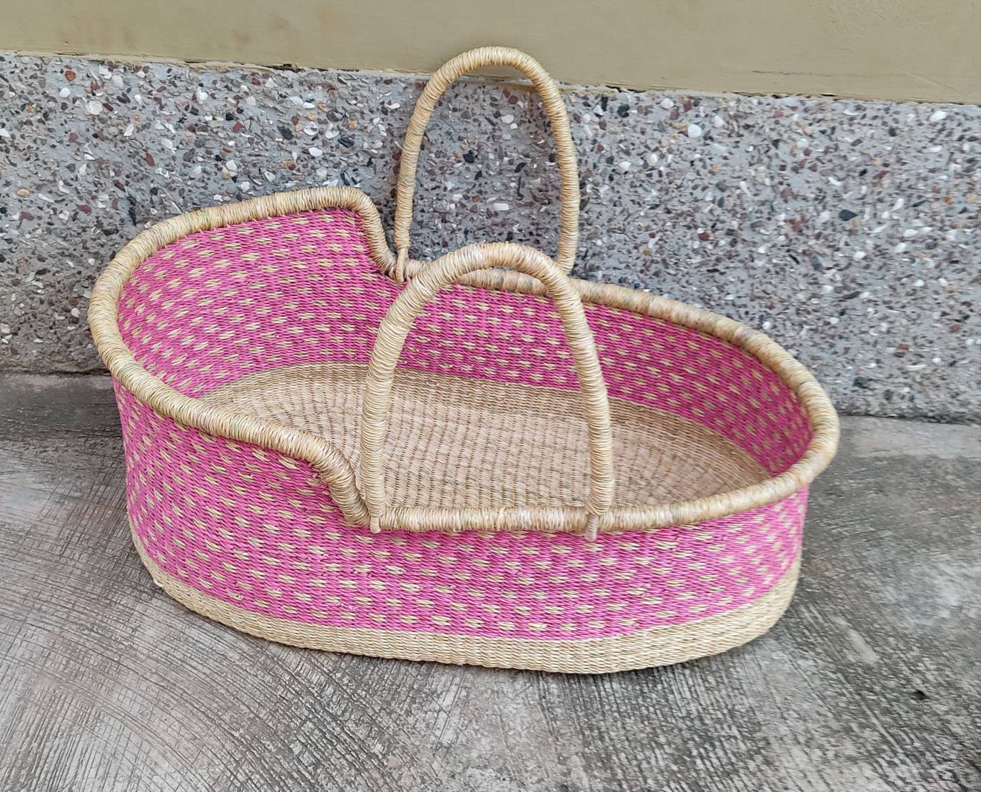 Moses Basket | Woven Baby Basket | Newborn Gift Basket | Baby Gift Basket | Baby Shower Gift Basket - AfricanheritageGH