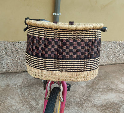 Bike Basket | Market Basket | Bike Pannier | Bike Basket Bag | Shopping Basket | Ghana Woven Basket - AfricanheritageGH