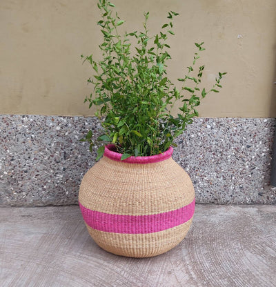 Houseplant Pot |Large Plant Pot |Woven Plant Pot | Pink Houseplant |  Plant Lovers Gift